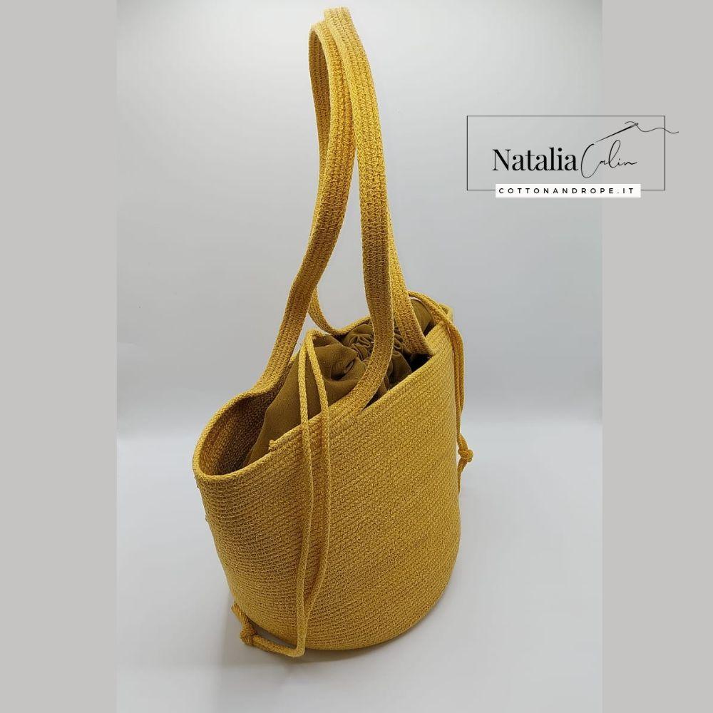 BORSA STELLA - Colore: Giallo - Misure 22x32,5 cm - COTTONANDROPE.IT - Made Whit Love