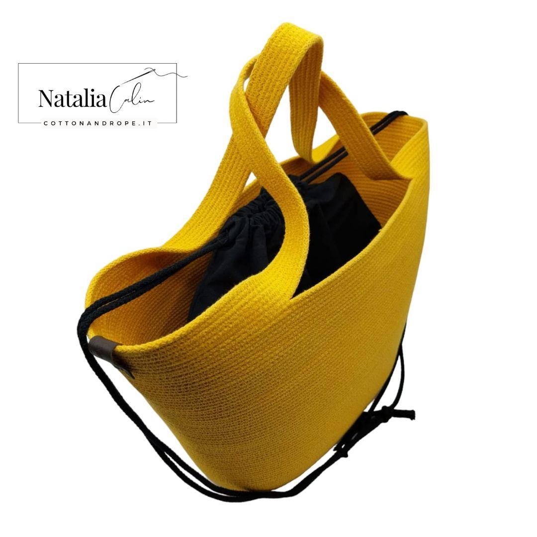 BORSA YELLOW SUN - Colore: Giallo - Misure: 29 x 45 cm - COTTONANDROPE.IT - Made Whit Love