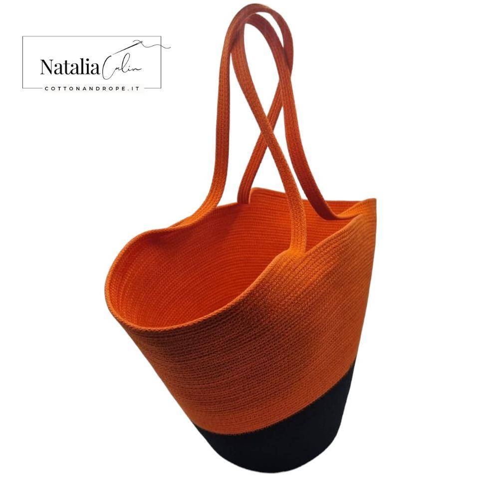 BORSA GIRASOLE - Colore: Arancio / Nero - Misure 32 x 50cm - COTTONANDROPE.IT - Made Whit Love