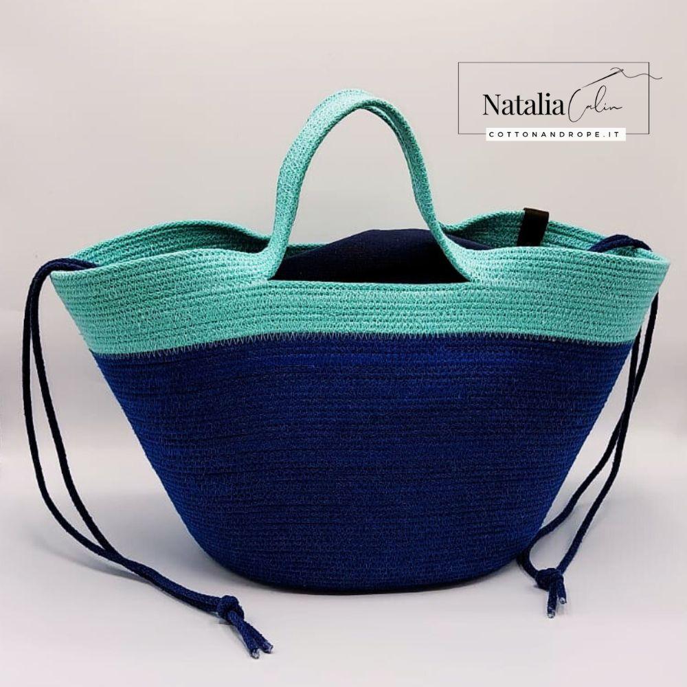 BORSA SOPHIE, Colore: Blu / Azzurro - Misure: 22x42 cm - COTTONANDROPE.IT - Made Whit Love