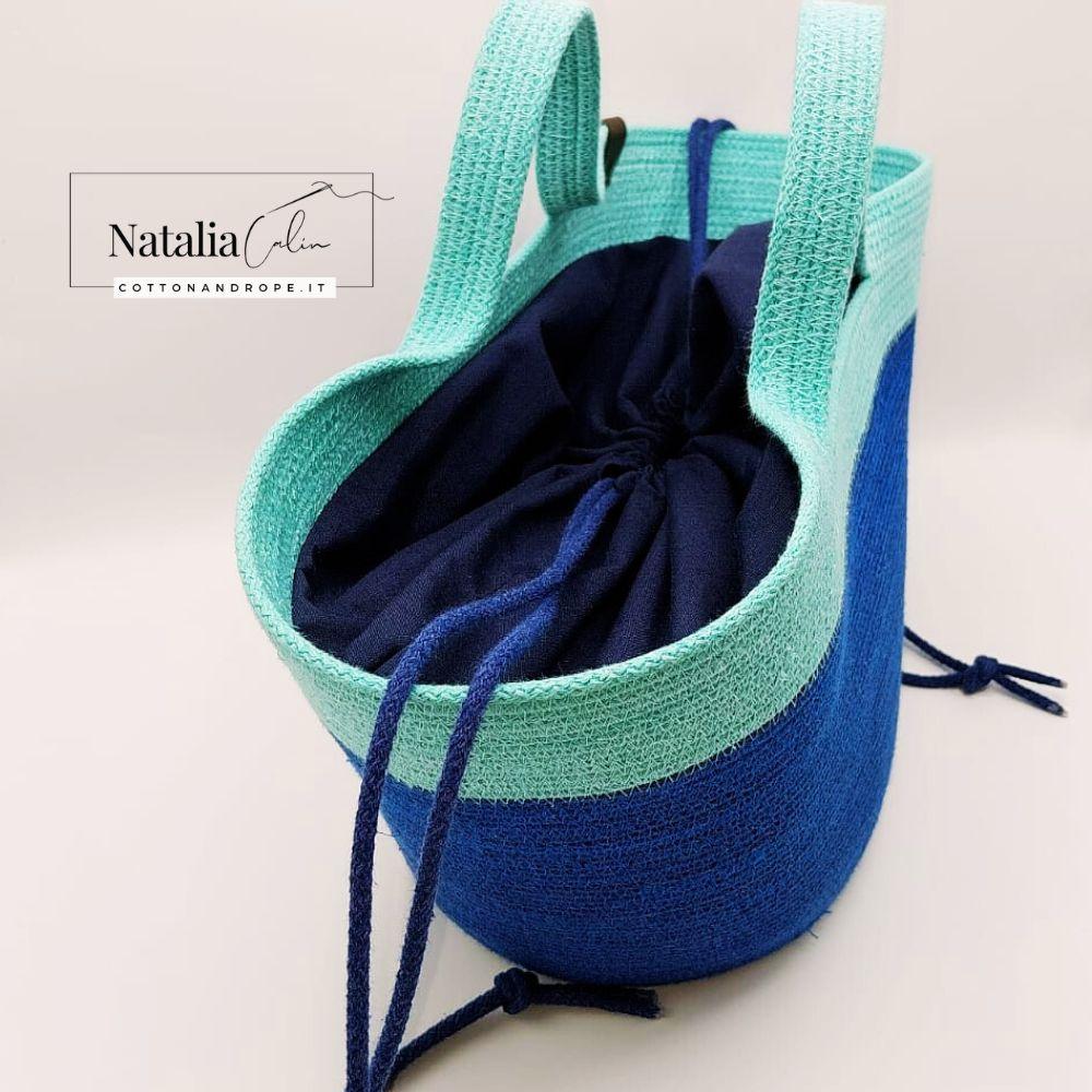 BORSA SOPHIE, Colore: Blu / Azzurro - Misure: 22x42 cm - COTTONANDROPE.IT - Made Whit Love