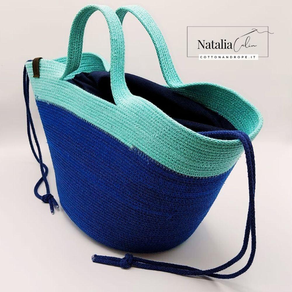 BORSA SOPHIE, Colore: Blu / Azzurro - Misure: 22x42 cm - COTTONANDROPE.IT - Made Whit Love