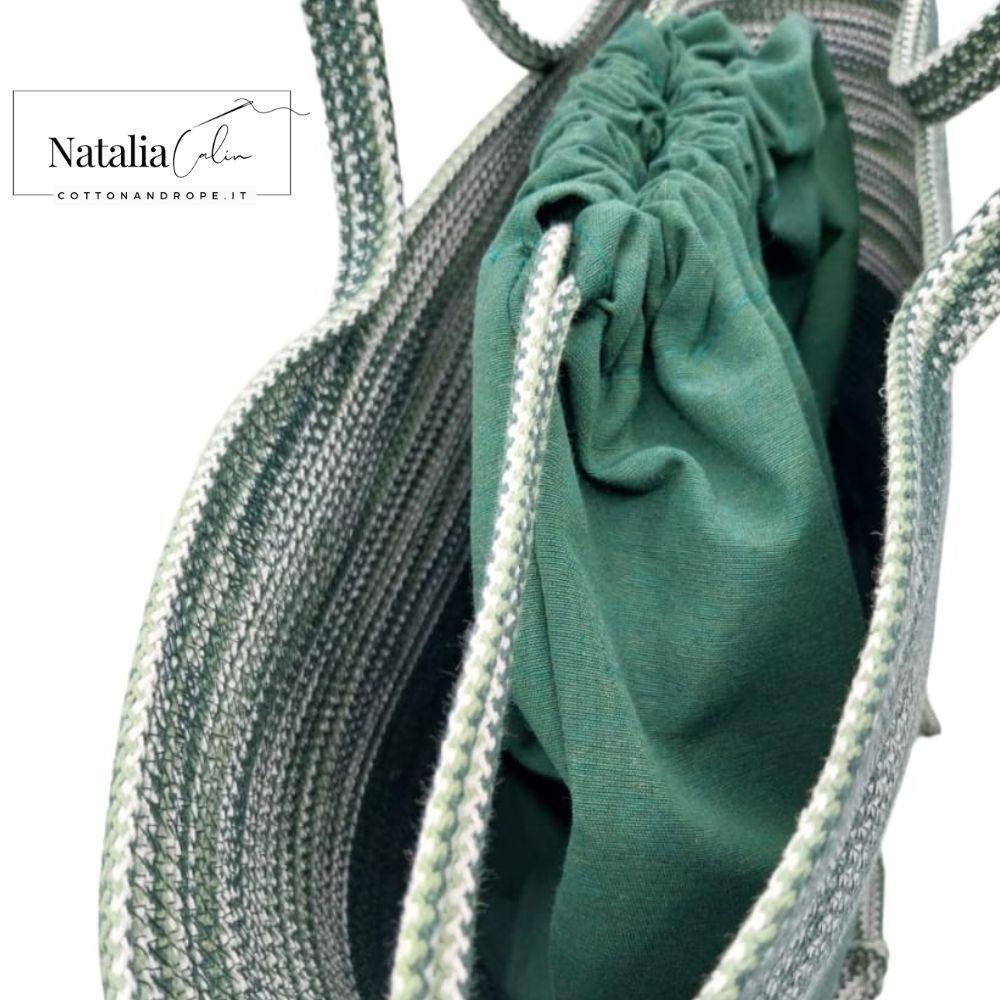 BORSA SMERALDO - Colore: Verde Bottiglia - Misure: 28x45 cm - COTTONANDROPE.IT - Made Whit Love