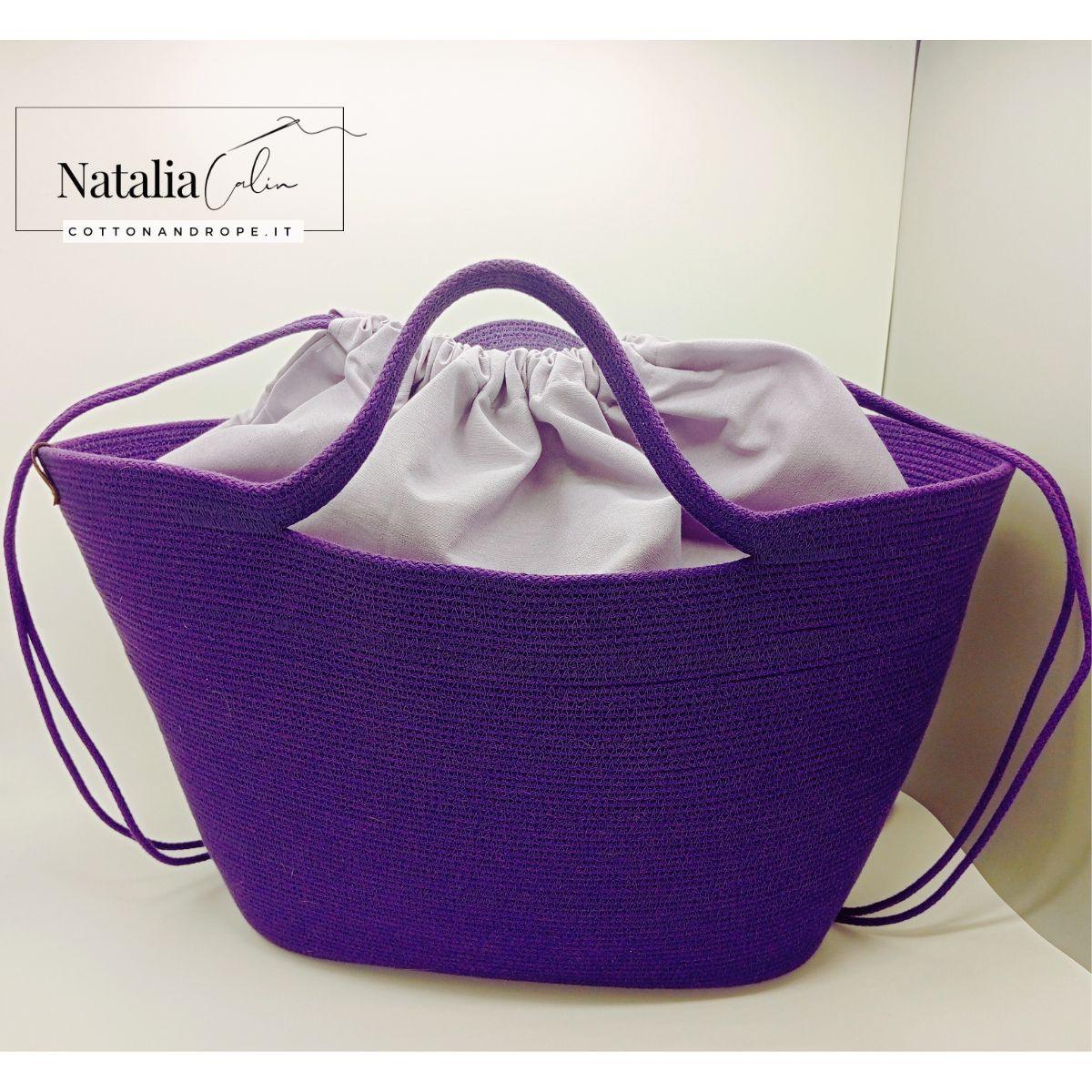 BORSA VIVIAN - Colore: Viola - Misure: 35x60 cm - COTTONANDROPE.IT - Made Whit Love