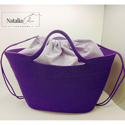 BORSA VIVIAN - Colore: Viola - Misure: 35x60 cm - COTTONANDROPE.IT - Made Whit Love