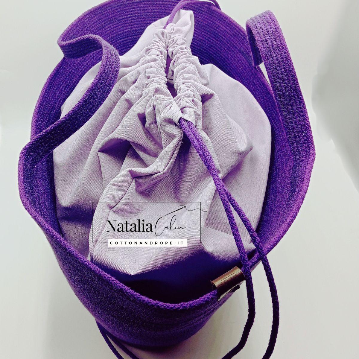 BORSA VIVIAN - Colore: Viola - Misure: 35x60 cm - COTTONANDROPE.IT - Made Whit Love