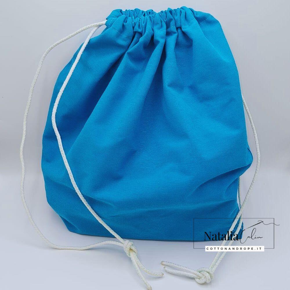 BORSA SOPHIE - Colore: Bianco / Azzurro - Misure: 25x41 cm - COTTONANDROPE.IT - Made Whit Love