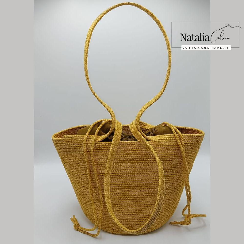 BORSA STELLA - Colore: Giallo - Misure 22x32,5 cm - COTTONANDROPE.IT - Made Whit Love