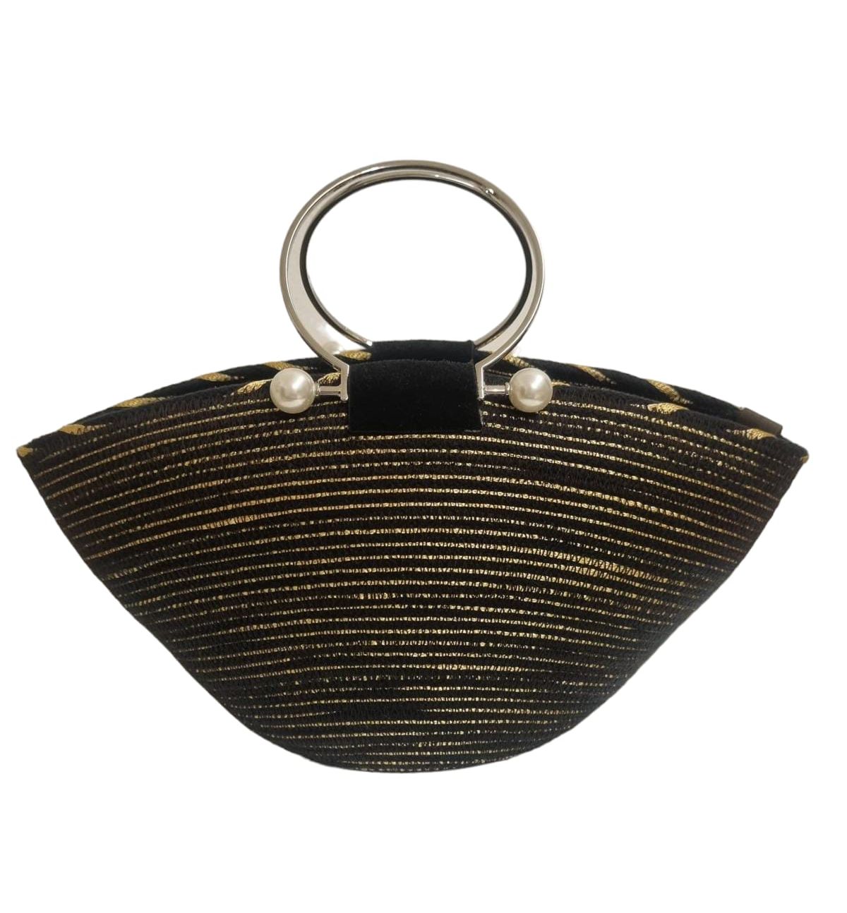 BORSA PERLA Piccola - Colore: NERO / ORO - Misure: 16 x 32 cm