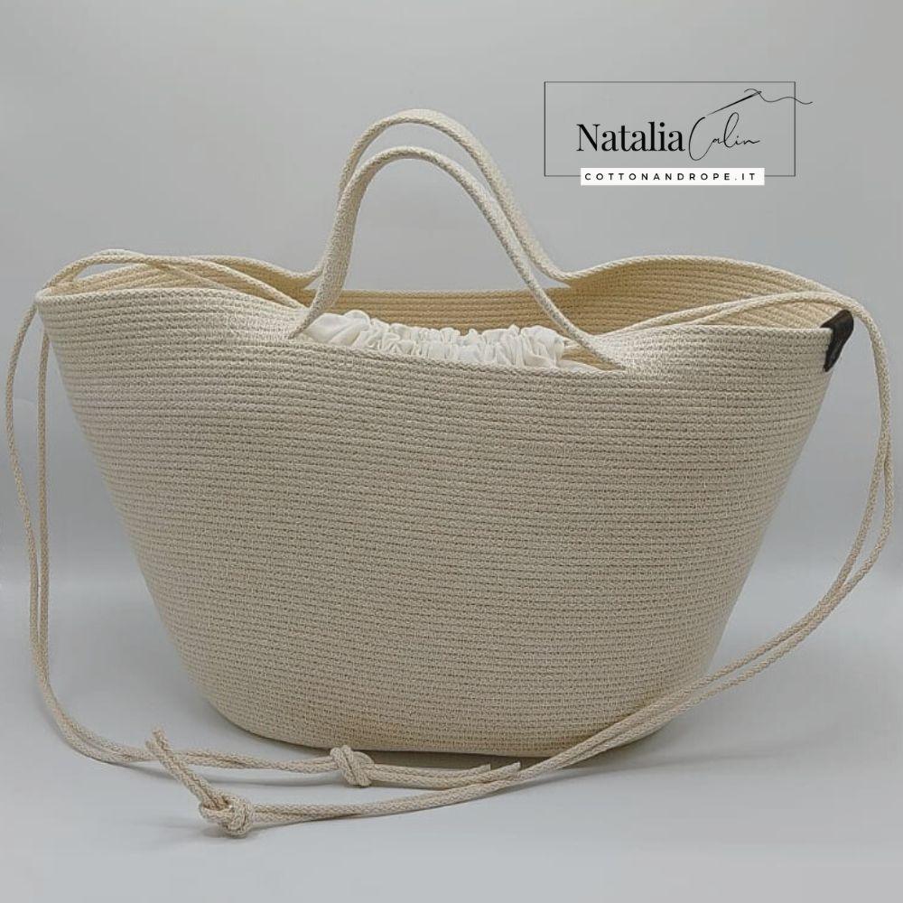 BORSA SOPHIE - Colore: Bianco - Misure: 25x42 cm - COTTONANDROPE.IT - Made Whit Love