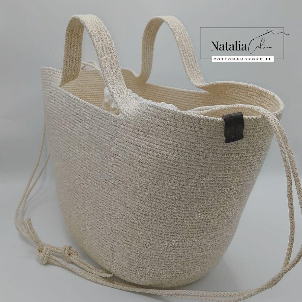 BORSA SOPHIE - Colore: Bianco - Misure: 25x42 cm - COTTONANDROPE.IT - Made Whit Love