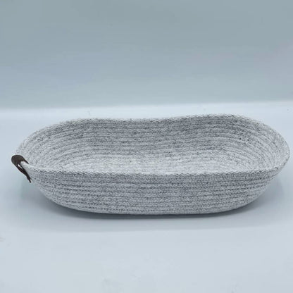 Cestino / contenitore  rettangolare in corda di cotone, 100% fatto a mano in Italia, misure 27 cm x 10 cm x 6 cm